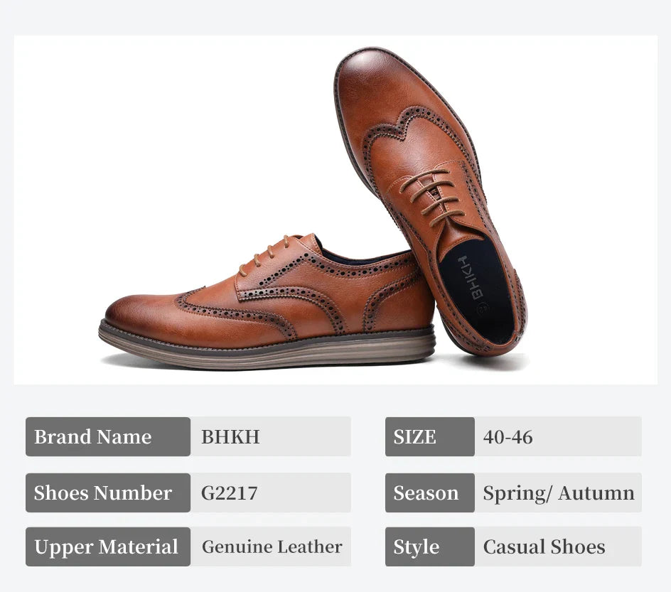 Genuine Leather Dress Shoes Comfy Men Casual Shoes Smart Business Work Office Lace-up Men Shoes