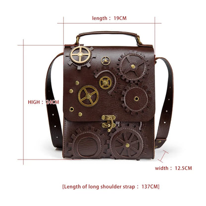 Norbinus Steampunk Single Shoulder Bags Vintage Women Handbags Gothic Messenger Crossbody Bag Ladies Rivet Top-Handle Bags Pack