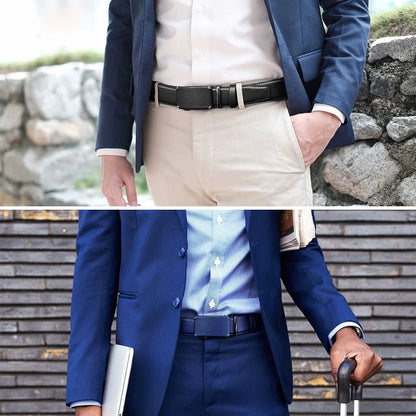 Multicolor Genuine Leather Men's Belts Fashion Business Automatic Buckle Straps Ratchet Cow Leather Waistband 3.5cm Width