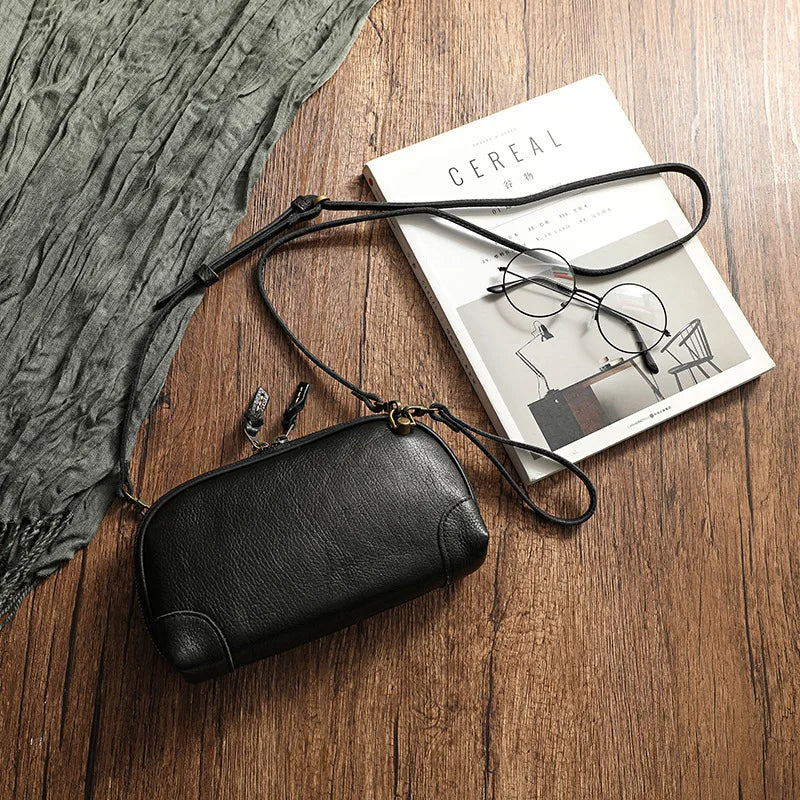 Simple Genuine Leather Women Small Bag Leisure Natural Soft Cowhide Solid Color Versatile Shoulder & Crossbody Bags