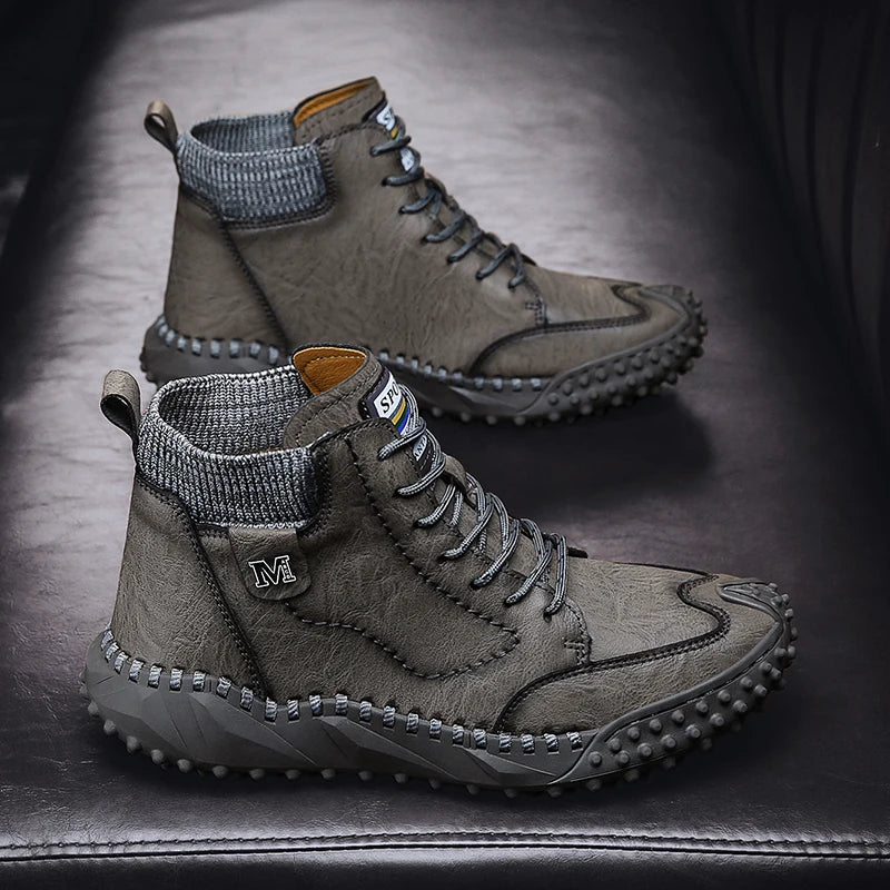 Winter Warm Men's Casual Shoes Fashion Men's Leather Boots Comfortable Men's Ankle Boots Outdoor High Quality Hiking Boots Men