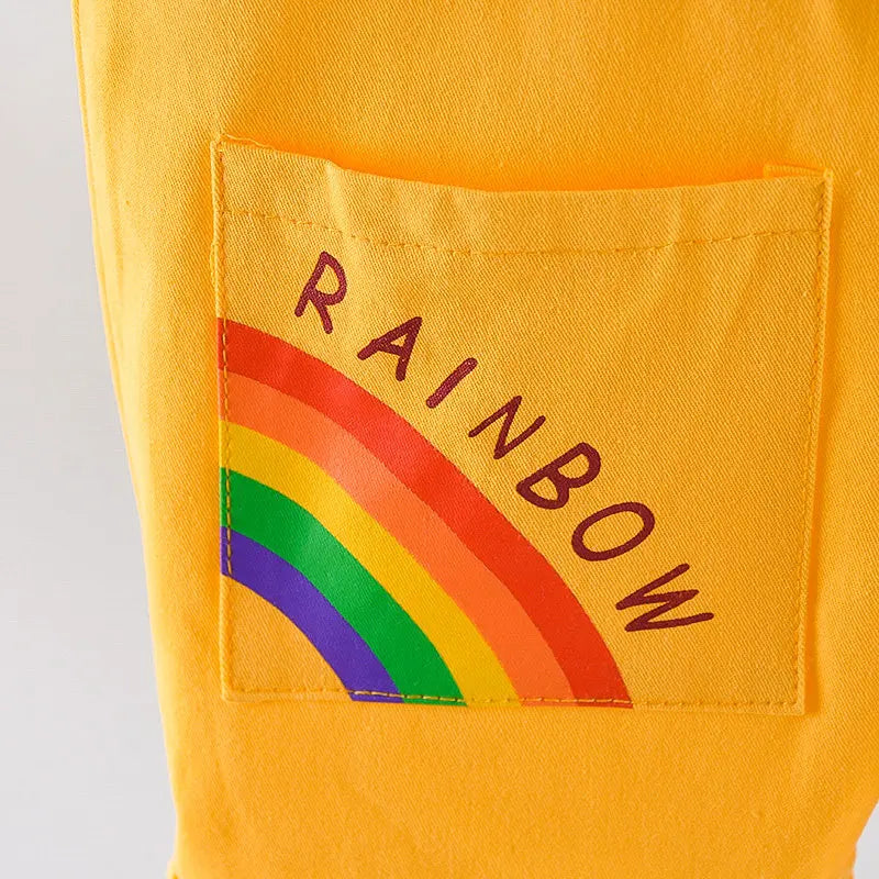Summer Baby Boys Girls Clothes Infant Cotton Rainbow T Shirt Bib Pants 2pcs/Set Kids Garment Children Casual Sport Suit 0-4 Year