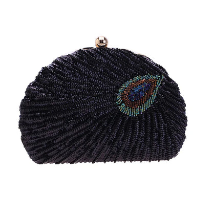 Shell Shape Women's Clutch Bag Sequin Purses and Handbags Luxury Designer Retro Embroidery Evening Bag Female Party Handbag Z079