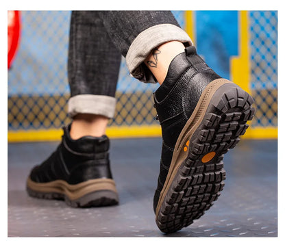 Men Leather Safety Work Boots Steel Toe Puncture-proof Indestructible Safety Shoes Staleneus Construction Welding Work Boots