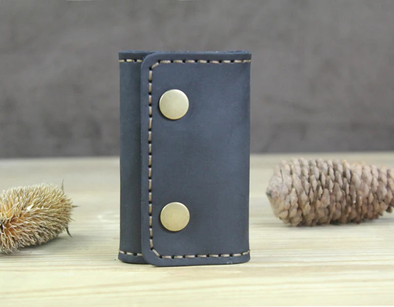 Handmade Vintage Genuine Leather Key Holder Men keyChain Cover Leather Key Wallet Men key case bag Women Key Organizer