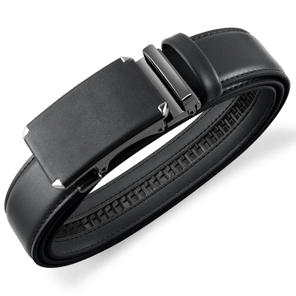 Multicolor Genuine Leather Men's Belts Fashion Business Automatic Buckle Straps Ratchet Cow Leather Waistband 3.5cm Width
