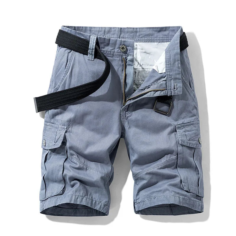 2025 Summer Men's Baggy Multi Pocket Military Cargo Shorts Male Cotton Khaki Mens Tactical Shorts Short Pants 30-38 No Belt