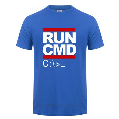 Run Cmd Computer Programmer Tshirts Funny Birthday Gift For Man Boyfriend Husband Summer 2023 Short Sleeve Cotton T-Shirt