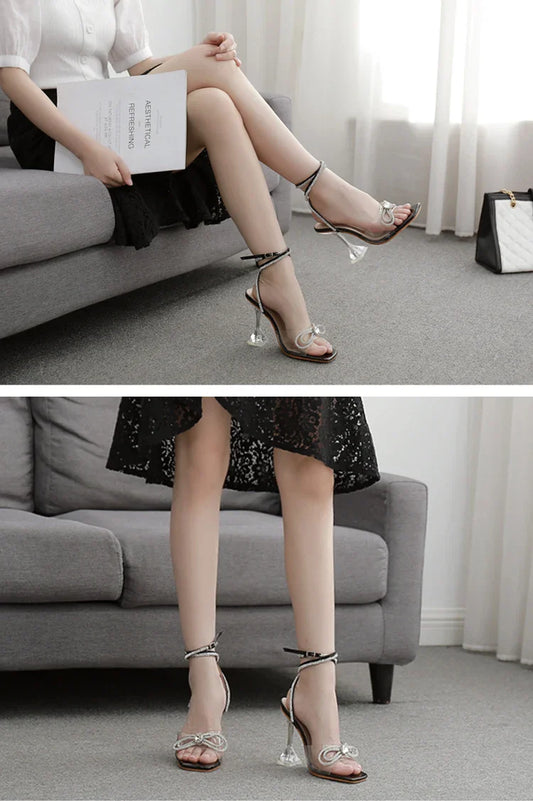 New Design Sexy White String Bead High Heels Women Sandals Summer Gladiator Party Dress Buckles Pumps Shoes Size 35-42