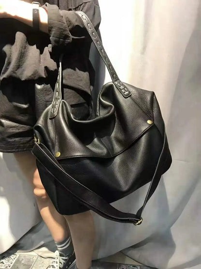 Women's 100% Genuine Cowhide Hobo Bag Large Capacity Soft Leather Shoulder Crossbody Vintage Handbag