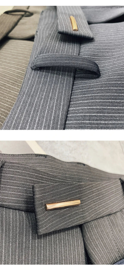 Fashion Striped Suit Pant 2022 Men Elegant Slim Fit Tight-ankle Trousers Pants Men Office Party Business Slim Fit Dress Trousers