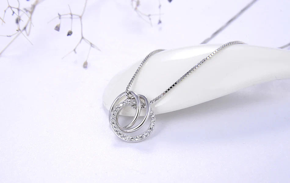 Trendy Simple Necklace 925 Sterling Silver Women Necklaces With 3 Big Circle AAAA Zircon Jewelry Wedding Gift OSN175