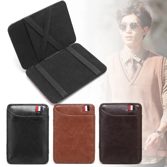 Ultra Fin Portefeuille Magique Mini en Cuir PU pour Hommes Porte-Monnaie et Cartes Étui Fin pour Hommes et Femmes Affaires 2023