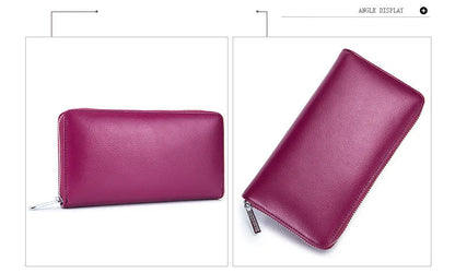 Men wallet genuine leather passport RFID long large capacity organ mobile phone  multi function card holder unisex wallets