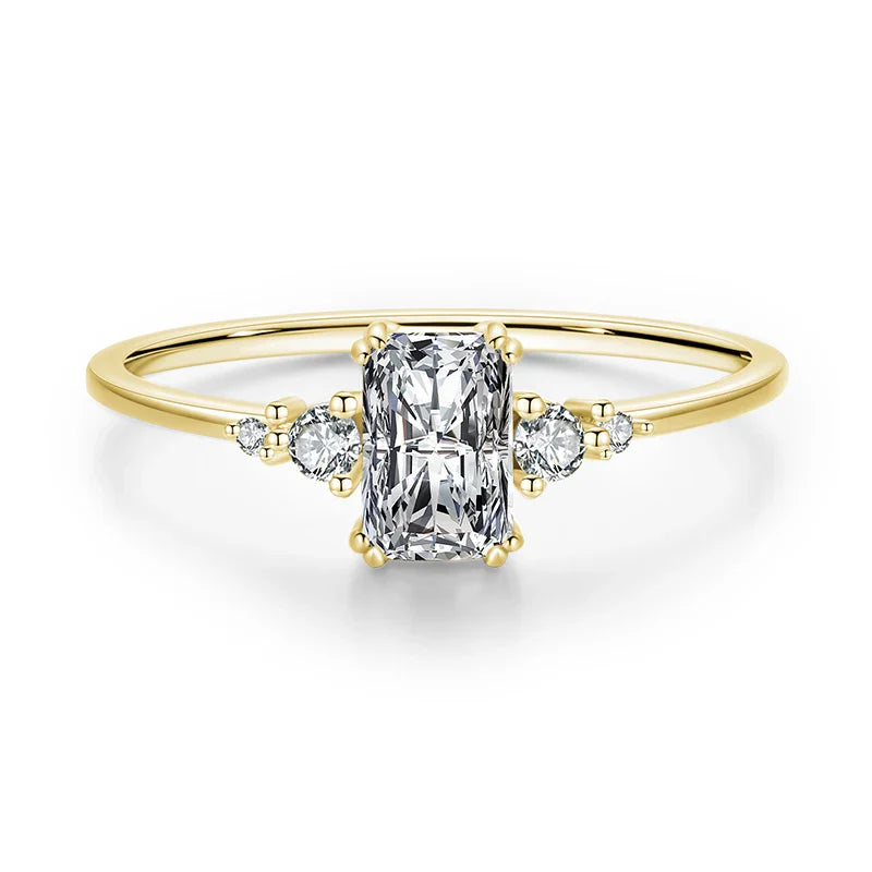 Rectangle Dazzling Ring Solid 925 Sterling Silver Clear Cubic Zirconia Finger Rings For Women Wedding Fine Jewelry Anel