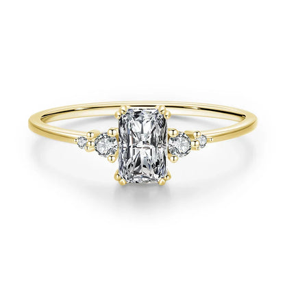 Rectangle Dazzling Ring Solid 925 Sterling Silver Clear Cubic Zirconia Finger Rings For Women Wedding Fine Jewelry Anel