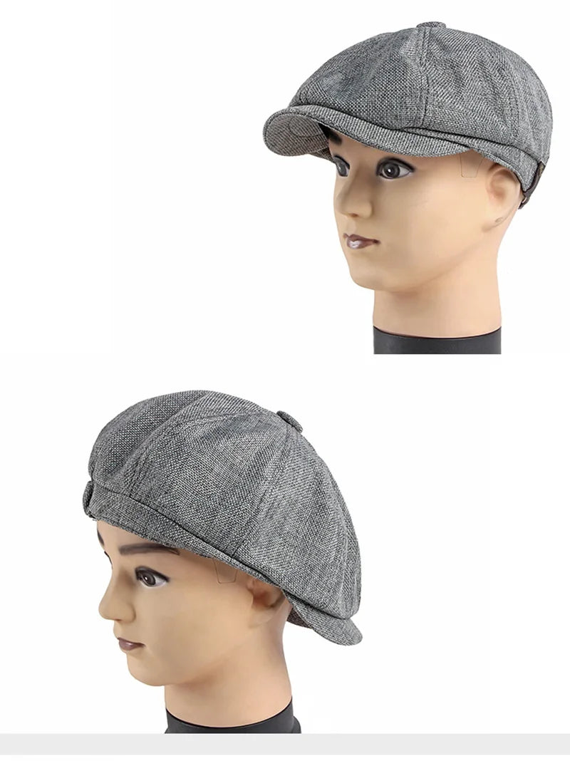 NEW Newsboy Cap Men Spring Summer Octagonal Hat For Male British Herringbone Flat Caps Retro Eight Blade Hats Breathable