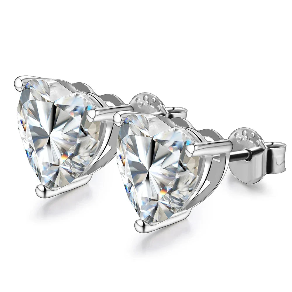 Heart Moissanite Diamond Earrings 925 Sterling Silver Jewellery Statement Stud Earrings For Women Fine Jewelry
