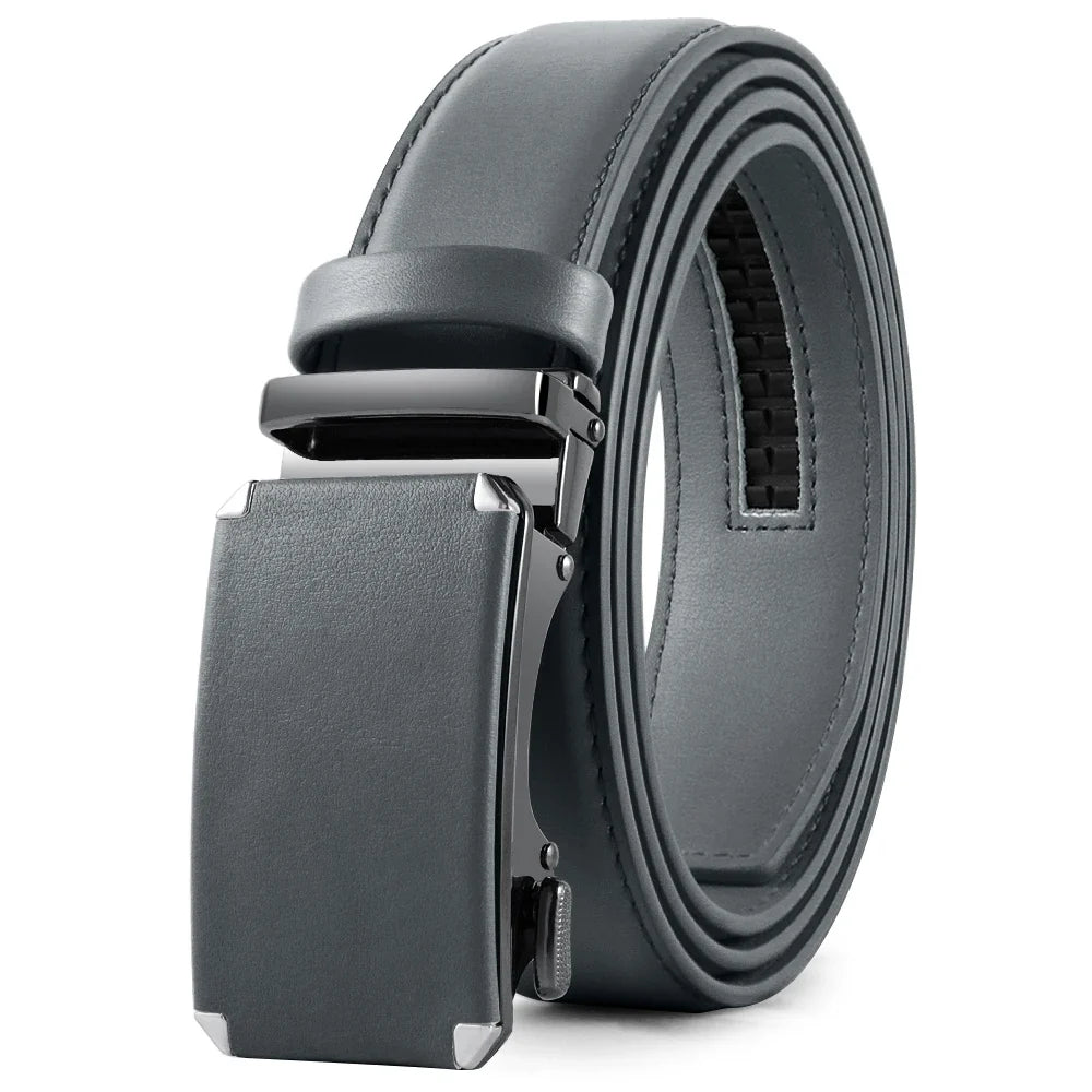 Multicolor Genuine Leather Men's Belts Fashion Business Automatic Buckle Straps Ratchet Cow Leather Waistband 3.5cm Width