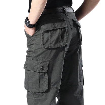 Men's Spring Baggy Cargo Pants Work Overalls Tactical Multi-Pocket Casual Cotton Pants Male Army Straight Slacks Long Trousers