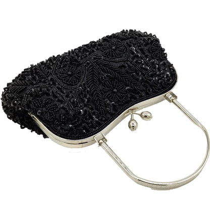 Elegant Frame Women Formal Beaded Evening Purses and Handbags Bridal Sequins Clutch Bag Cocktail Party Bag