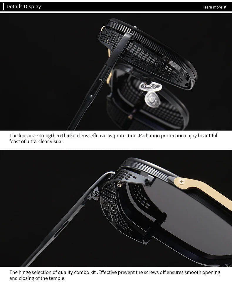 New Punk Sunglasses For Men Fashion Square Vintage Steampunk Glasses Luxury Oculos De Sol Masculino Luxe Lunette De Soleil Homme