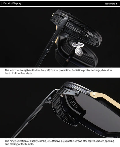 New Punk Sunglasses For Men Fashion Square Vintage Steampunk Glasses Luxury Oculos De Sol Masculino Luxe Lunette De Soleil Homme