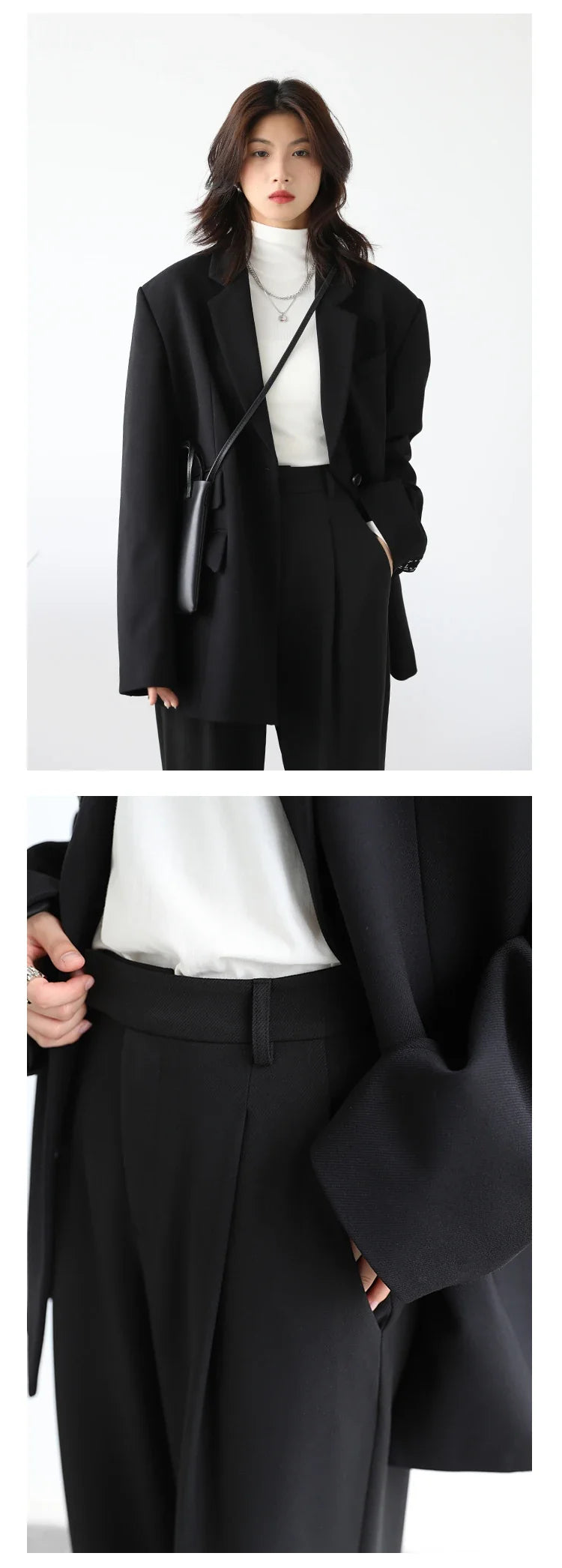 Simple Casual Women Twill Suit Pants Wide Leg Pants Straight Floor Pants Office Ladies Female Trousers