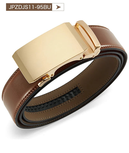 Multicolor Genuine Leather Men's Belts Fashion Business Automatic Buckle Straps Ratchet Cow Leather Waistband 3.5cm Width