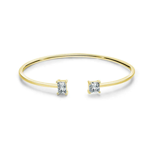 Bracelet jonc ouvert en argent sterling 925 asymétrique de luxe scintillant en zircone AAAAA pour femmes, bijoux fins de mariage