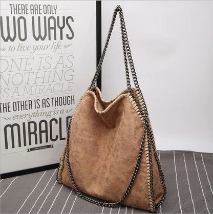 Fashion New Women's Chain Shoulder Bag Large Capacity Crossbody Tote Bag Female Foldable Solid Color Handbags Shopping Bags