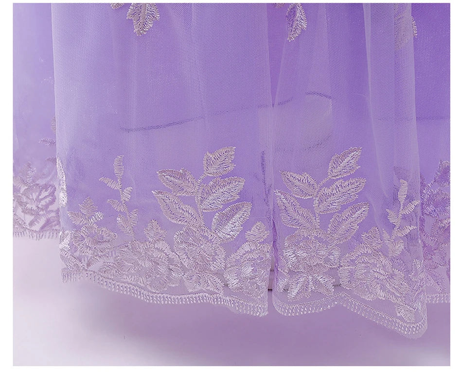 Girl Cosplay Princess Aurora Rapunzel Dress Up Kids Christmas Halloween Tulle Fancy Costume for Children Girls Birthday
