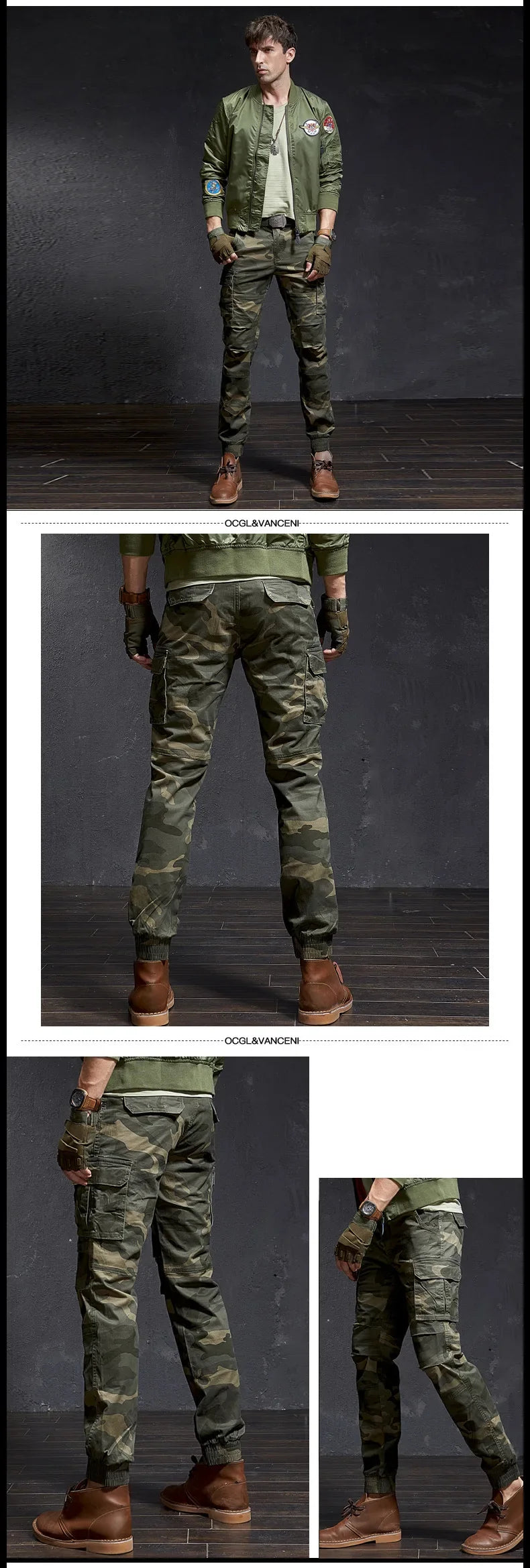 New Men Fashion Military Cargo Pants Slim Regualr Straight Fit Cotton Multi Color Camouflage Green Yellow FSN692