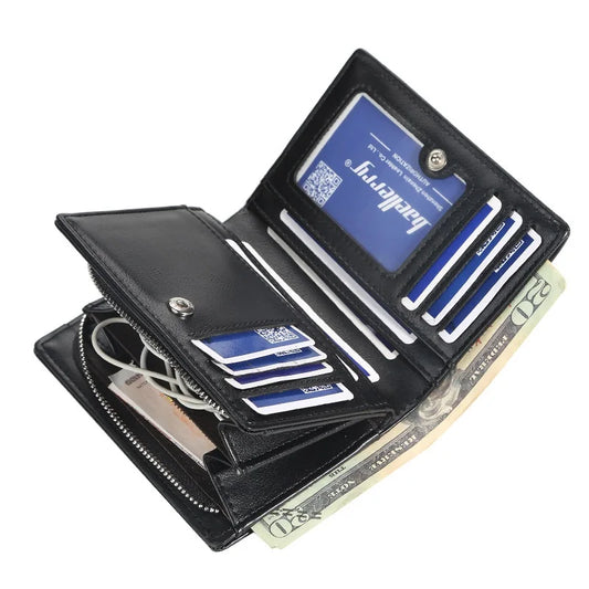 Portefeuille court pour homme en cuir PU avec poche zippée pour pièces de monnaie, vintage, grande capacité, porte-monnaie, porte-cartes, nouveau