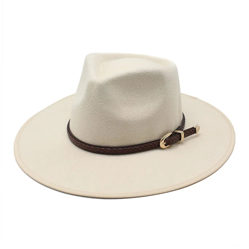 2024 Fashion Women Winter Wool Fedora Hat Men Simple Wide Brim Vintage Felt Jazz Hats New Top Trilby Cap