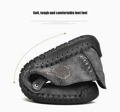 Handmade Leather Men Shoes Casual Slip On Loafers Breathable Leather Shoes Men FlatsTooling Shoes Plus Size
