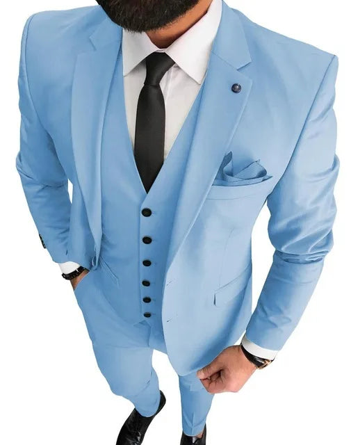 Men's Suits Prom Tuxedo Slim Fit 3 Piece Groom Wedding Suit For Men Custom Blazer Terno Masuclino 3 Pieces (jacket+vest+pant)