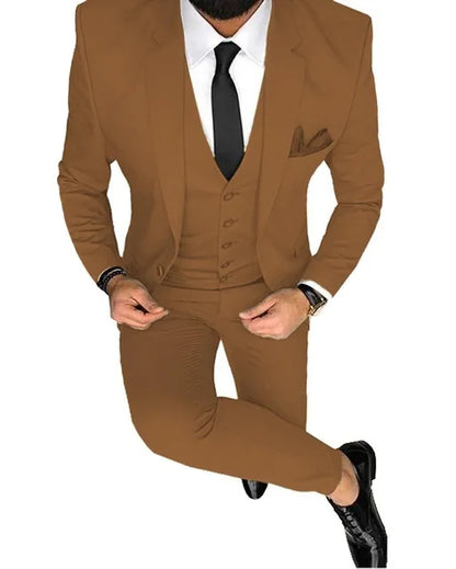 Men's Suits Prom Tuxedo Slim Fit 3 Piece Groom Wedding Suit For Men Custom Blazer Terno Masuclino 3 Pieces (jacket+vest+pant)