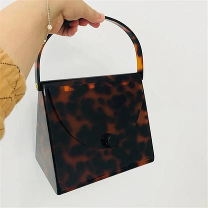 New Brand Acrylic Evening Bags Black Amber Leopard Clutch Purse Luxury Designer Women Wallet Wedding Bridal Party Prom Handbag