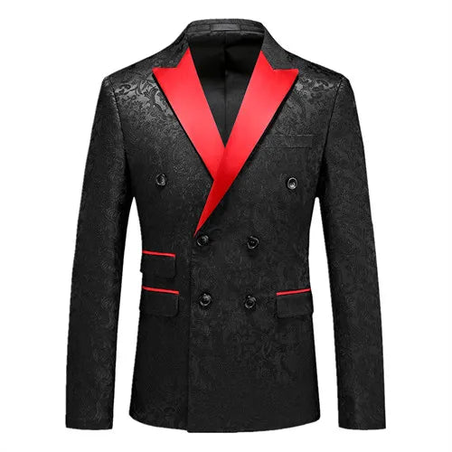 2026 New Men's White Rose Pattern Suit Jacket, Wedding Party Dress Coat, High Quality Men Slim Blazers Masculino Big Size M-6XL