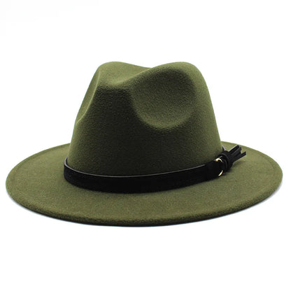 Gangster Trilby Felt Fedora Hat European American Wide Brim Top Jazz Caps Women Men Wool White Wedding Hat 56-58-61CM