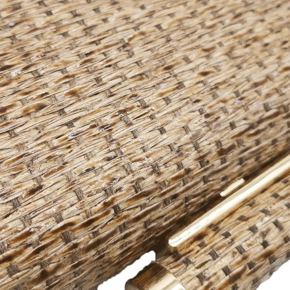 Straw Women Metal Clutches Chain Shoulder and Crossbody Bags Ladies Party Cockatail Evening Beach Clutch Purse