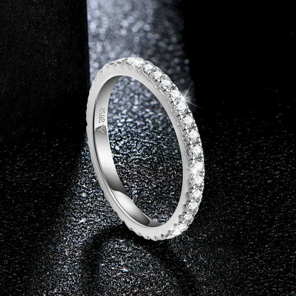 ATTAGEMS Bagues en argent sterling massif 925 pour femmes, Moissanite pleine éternité, bague de mariage, bague de fiançailles, bijoux fins