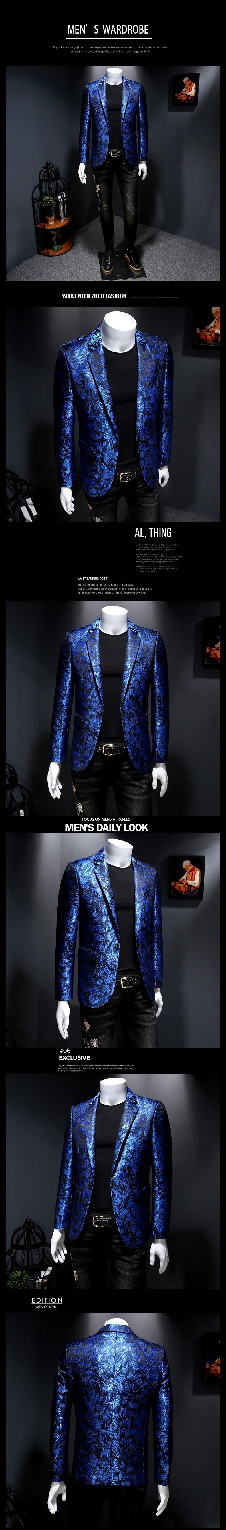 Spring Luxury Embroidery Men Blazers New Men Gold Yarn Casual Suit Jacket Stage Dress High Quality Wedding Business Bleazer Man