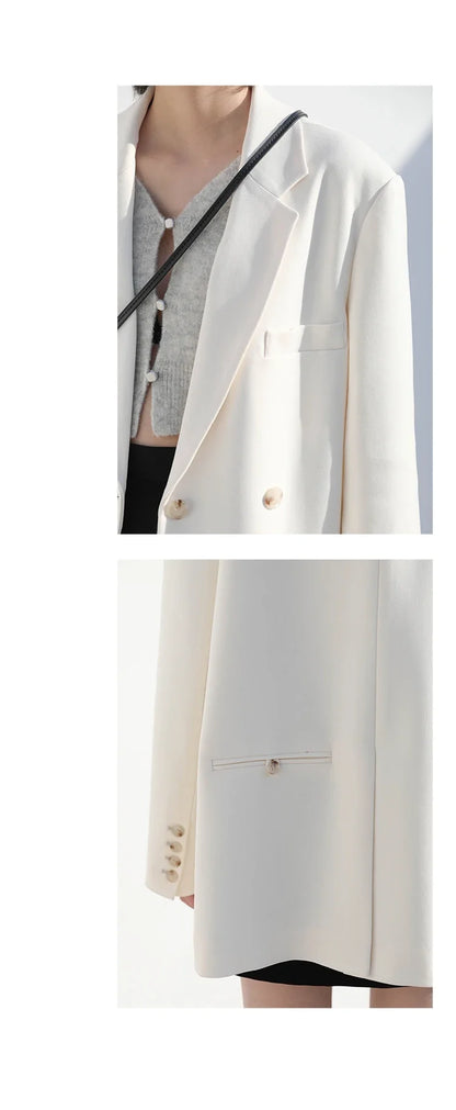 2026 Fashion Women's Blazer Office Lady Long Sleeve Double-breasted Mid-length Casual Coat Ladies Outerwear Stylish Top