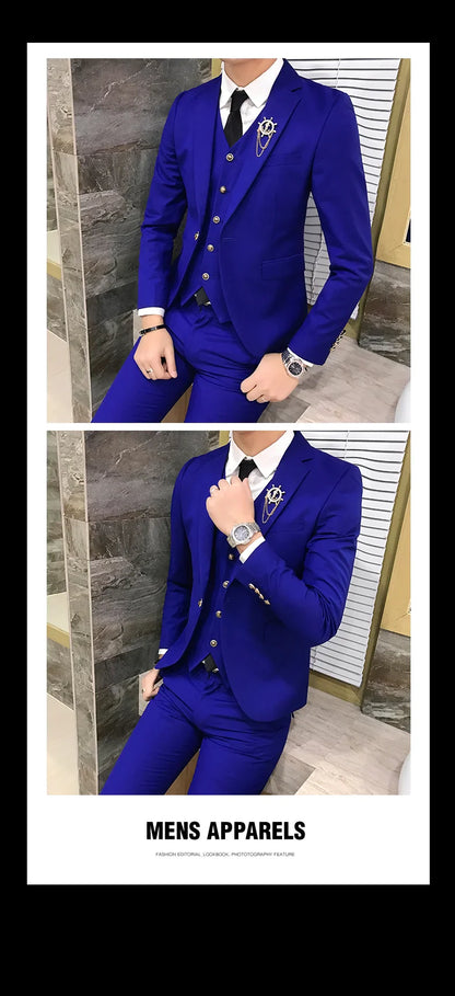 Men's Suits High Quality Wedding Groom Tuxedos Single Button Slim Fit Business Prom Dress Men's Formal Dress Suits
