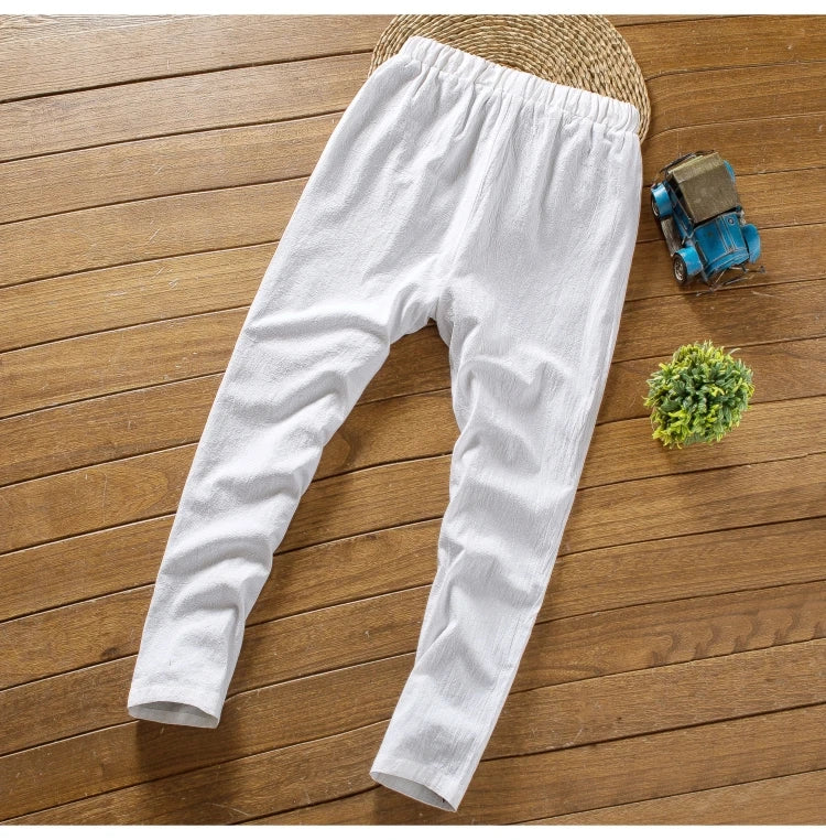 (Shirt + trousers) 2025 summer men shirt Man Cotton and linen shirts Short sleeve men's casual shirts men A set of clothes M-5XL