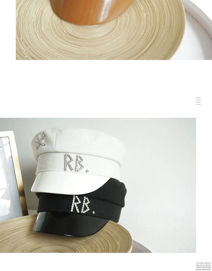 New Women Hats Crystal baker boy hat Wool Newsboy Caps Female Flat Militray Caps Visor S-XL
