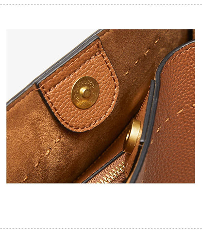 New Genuine Leather Casual Shopper Shoulder Bag Commuter Large Bucket Handbag Simple High Quality Women Tote Underarm Bags