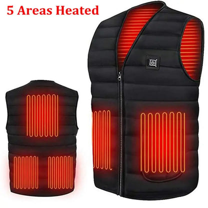 11 Area Heating Vest Men/Women Casual V-neck USB Heated Vest Smart Control Temperature Heating Jacket Cotton Coat Winter Hunting